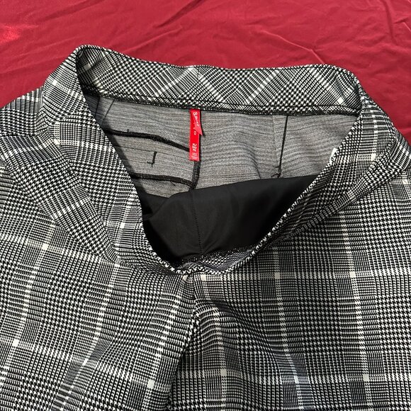 Spanx Pants Ponte Plaid Jacquard Wide Leg in Black White Houndstooth - Picture 2 of 4